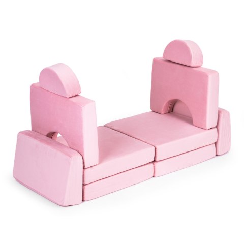 Sofa składana modułowa dla dzieci duża 2-osobowa DIY 10 miękkich poduch - różowa ECOTOYS ECOTOYS