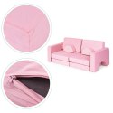 Sofa składana modułowa dla dzieci duża 2-osobowa DIY 10 miękkich poduch - różowa ECOTOYS ECOTOYS