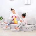 Sofa składana modułowa dla dzieci duża 2-osobowa DIY 10 miękkich poduch - szara ECOTOYS ECOTOYS