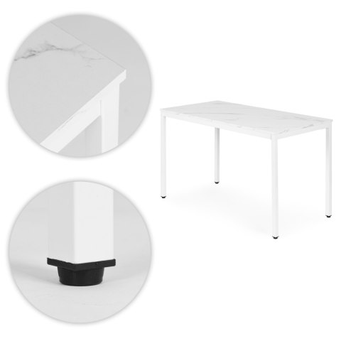 Stół do kuchni jadalni dla 4-5 osób biurko komputerowe 120x60 cm biały marmur ModernHome ModernHome
