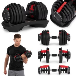 Hantel regulowany żeliwny z podstawką obciążenie 2,5-24 kg MOVEPRO MOVEPRO