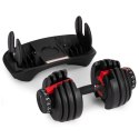 Hantel regulowany żeliwny z podstawką obciążenie 2,5-24 kg MOVEPRO MOVEPRO