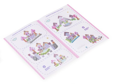 Klocki magnetyczne konstrukcyjne dla dzieci 140 elementów szcześcianny - różowe MULTISTORE