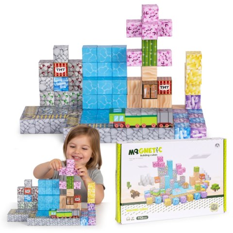 Klocki magnetyczne konstrukcyjne dla dzieci zestaw 112 elementów MULTISTORE