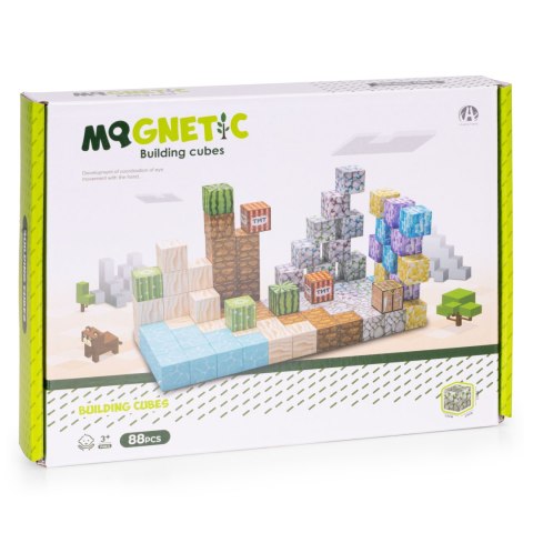 Klocki magnetyczne konstrukcyjne dla dzieci zestaw 88 elementów MULTISTORE