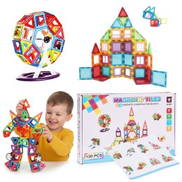 Klocki magnetyczne konstrukcyjne domek autko przyczepka 130 elementów MULTISTORE