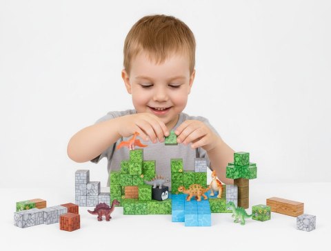 Klocki magnetyczne konstrukcyjne zestaw dla dzieci 142 elementy sześciany dinozaury MULTISTORE