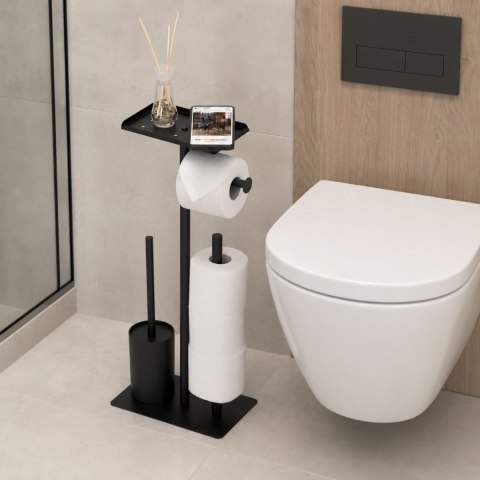 Stojak łazienkowy na papier toaletowy uchwyt szczotka do WC półka czarny ModernHome ModernHome