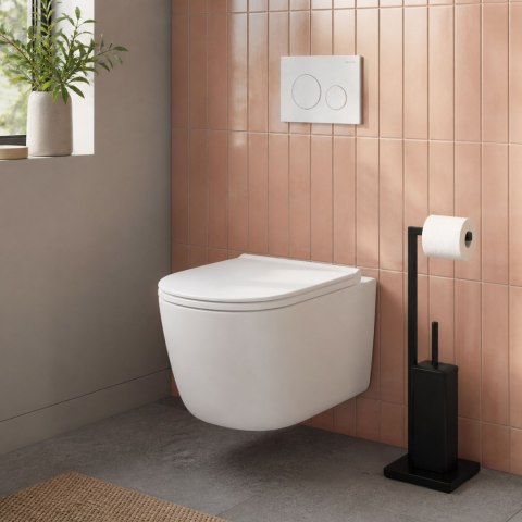 Stojak łazienkowy na papier toaletowy z uchwytem i szczotką do WC czarny ModernHome ModernHome