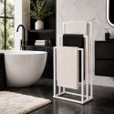 Stojak na ręczniki wieszak wolnostojący metalowy 3 ramiona biały ModernHome ModernHome