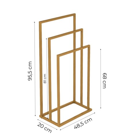 Stojak na ręczniki wieszak wolnostojący metalowy 3 ramiona złoty ModernHome ModernHome