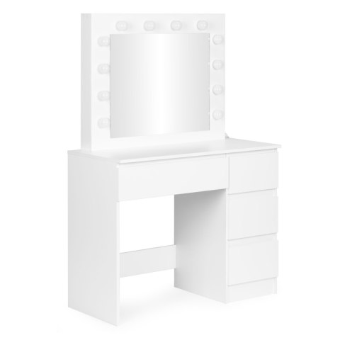 Toaletka kosmetyczna z lustrem i oświetleniem LED 4 szuflady taboret ModernHome ModernHome
