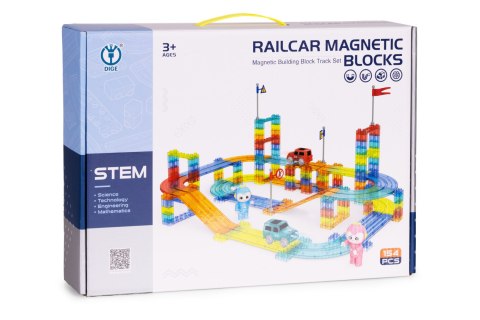 Tor dla aut klocki magnetyczne komplet 154 elementy autka LED MULTISTORE