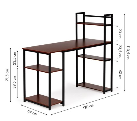 Biurko komputerowe biurowe stół + regał półki loft dąb ModernHome ModernHome Biurko komputerowe biurowe stół + regał półki loft dąb ModernHome ModernHome