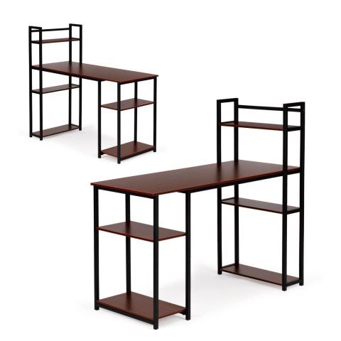 Biurko komputerowe biurowe stół + regał półki loft dąb ModernHome ModernHome Biurko komputerowe biurowe stół + regał półki loft dąb ModernHome ModernHome