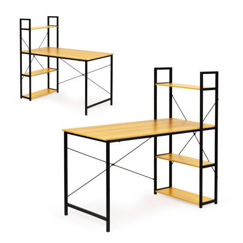 Biurko komputerowe drewniane regał z półkami loft ModernHome Biurko komputerowe drewniane regał z półkami loft ModernHome