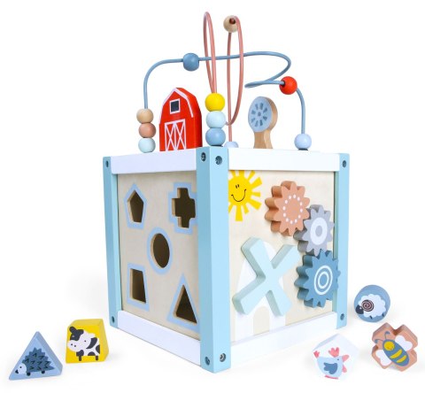 Drewniana kostka edukacyjna sorter +klocki ECOTOYS ECOTOYS Drewniana kostka edukacyjna sorter +klocki ECOTOYS ECOTOYS