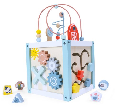 Drewniana kostka edukacyjna sorter +klocki ECOTOYS ECOTOYS Drewniana kostka edukacyjna sorter +klocki ECOTOYS ECOTOYS