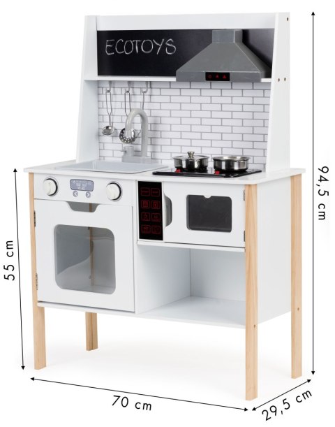 Drewniana kuchnia dla dzieci + dźwięki światełka ECOTOYS ECOTOYS Drewniana kuchnia dla dzieci + dźwięki światełka ECOTOYS ECOTOYS