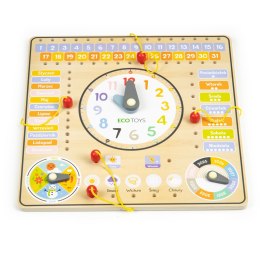 Drewniana tablica manipulacyjna kalendarz zegar ECOTOYS ECOTOYS
