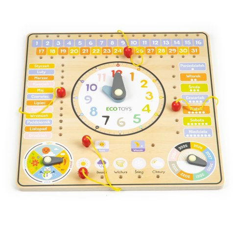 Drewniana tablica manipulacyjna kalendarz zegar ECOTOYS ECOTOYS Drewniana tablica manipulacyjna kalendarz zegar ECOTOYS ECOTOYS