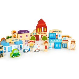 Drewniane klocki edukayjne miasto zoo 120 el. ECOTOYS ECOTOYS