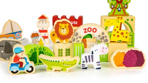 Drewniane klocki edukayjne miasto zoo 120 el. ECOTOYS ECOTOYS Drewniane klocki edukayjne miasto zoo 120 el. ECOTOYS ECOTOYS