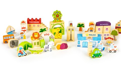 Drewniane klocki edukayjne miasto zoo 120 el. ECOTOYS ECOTOYS Drewniane klocki edukayjne miasto zoo 120 el. ECOTOYS ECOTOYS