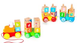 Drewniany pociąg duże klocki edukacyjne alfabet ECOTOYS ECOTOYS