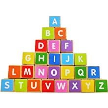 Drewniany pociąg duże klocki edukacyjne alfabet ECOTOYS ECOTOYS