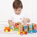 Drewniany pociąg duże klocki edukacyjne alfabet ECOTOYS ECOTOYS