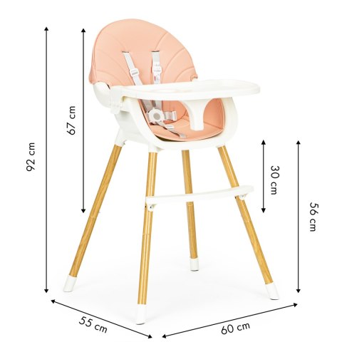 Krzesełko fotelik do karmienia 2w1 różowe ECOTOYS ECOTOYS Krzesełko fotelik do karmienia 2w1 różowe ECOTOYS ECOTOYS