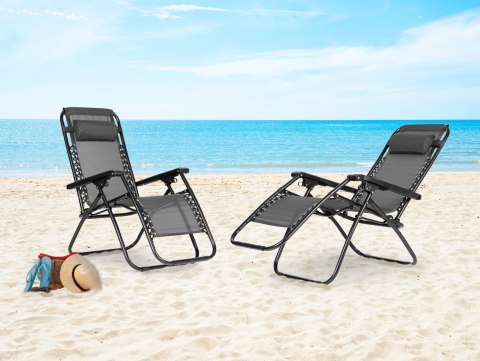 Leżak fotel ogrodowy plażowy regulowane oparcie ZERO GRAVITY MultiGarden - szary MultiGarden Leżak fotel ogrodowy plażowy regulowane oparcie ZERO GRAVITY MultiGarden - szary MultiGarden