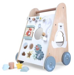 Pchacz chodzik drewniany edukacyjny z ruchomymi elementami ECOTOYS MULTISTORE
