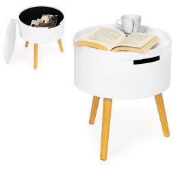 Stolik kawowy okrągły ze schowkiem szafka nocna ModernHome