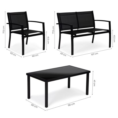 Zestaw mebli ogrodowych stół ławka fotele metal MultiGarden MultiGarden Zestaw mebli ogrodowych stół ławka fotele metal MultiGarden MultiGarden