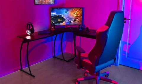 Biurko narożne gamingowe biurowe LOFT szkolny stół czarny ModernHome Biurko narożne gamingowe biurowe LOFT szkolny stół czarny ModernHome