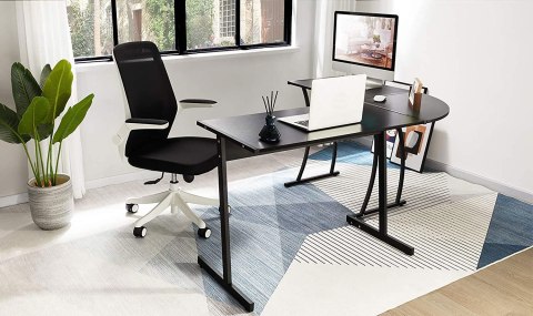 Biurko narożne gamingowe biurowe LOFT szkolny stół czarny ModernHome Biurko narożne gamingowe biurowe LOFT szkolny stół czarny ModernHome