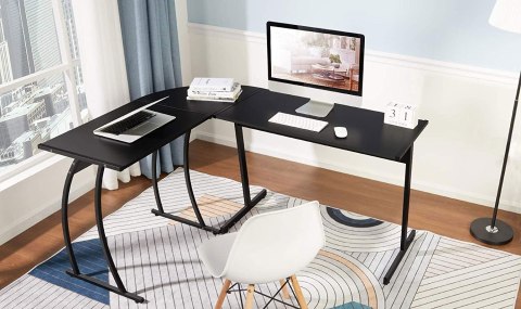 Biurko narożne gamingowe biurowe LOFT szkolny stół czarny ModernHome Biurko narożne gamingowe biurowe LOFT szkolny stół czarny ModernHome