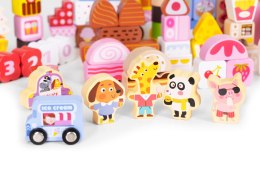 Drewniane klocki edukacyjne zestaw - Cukierkowe miasto 116 el. ECOTOYS ECOTOYS