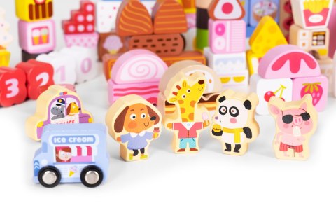Drewniane klocki edukacyjne zestaw - Cukierkowe miasto 116 el. ECOTOYS ECOTOYS Drewniane klocki edukacyjne zestaw - Cukierkowe miasto 116 el. ECOTOYS ECOTOYS
