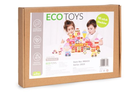 Drewniane klocki edukacyjne zestaw - Cukierkowe miasto 116 el. ECOTOYS ECOTOYS Drewniane klocki edukacyjne zestaw - Cukierkowe miasto 116 el. ECOTOYS ECOTOYS