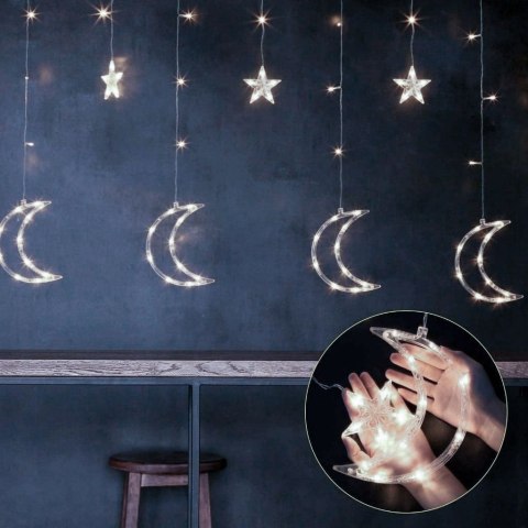 Lampki księżyce gwiazdki świąteczne światełka kurtyna 96LED MULTISTORE Lampki księżyce gwiazdki świąteczne światełka kurtyna 96LED MULTISTORE