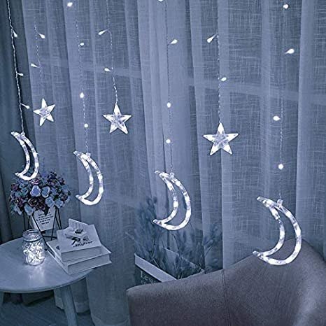 Lampki księżyce gwiazdki świąteczne światełka kurtyna 96LED MULTISTORE Lampki księżyce gwiazdki świąteczne światełka kurtyna 96LED MULTISTORE