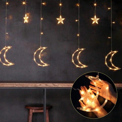 Lampki księżyce gwiazdki świąteczne światełka kurtyna 96LED MULTISTORE Lampki księżyce gwiazdki świąteczne światełka kurtyna 96LED MULTISTORE