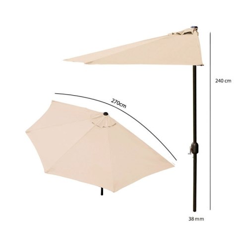 Parasol ogrodowy pół-parasol ścienny na taras 2,7 m beżowy MultiGarden MultiGarden Parasol ogrodowy pół-parasol ścienny na taras 2,7 m beżowy MultiGarden MultiGarden