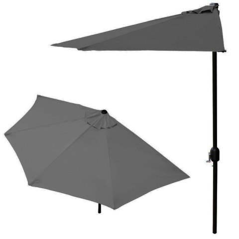 Parasol ogrodowy pół-parasol ścienny na taras 2,7 m szary MultiGarden MultiGarden Parasol ogrodowy pół-parasol ścienny na taras 2,7 m szary MultiGarden MultiGarden