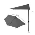 Parasol ogrodowy pół-parasol ścienny na taras 2,7 m szary MultiGarden MultiGarden