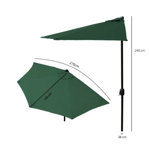 Parasol ogrodowy pół-parasol ścienny na taras 2,7 m zielony MultiGarden MultiGarden Parasol ogrodowy pół-parasol ścienny na taras 2,7 m zielony MultiGarden MultiGarden