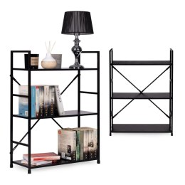 Regał drewniany metalowa rama szeroki LOFT 3 półki czarny ModernHome ModernHome